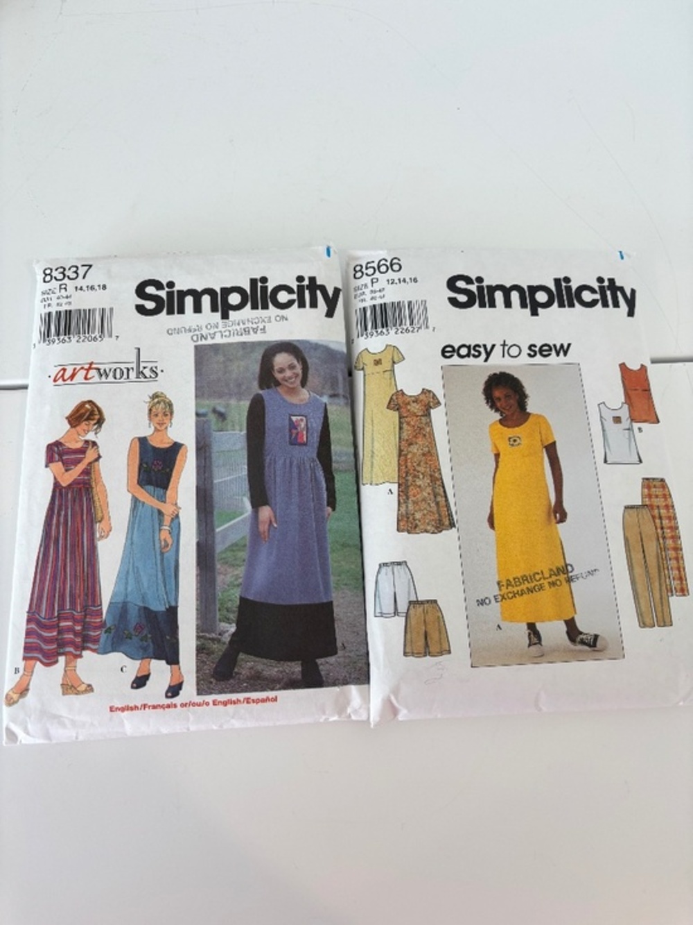 VINTAGE patterns SIMPLICITY dress patterns 8566 & 8337 sizes 12-18 in packaging